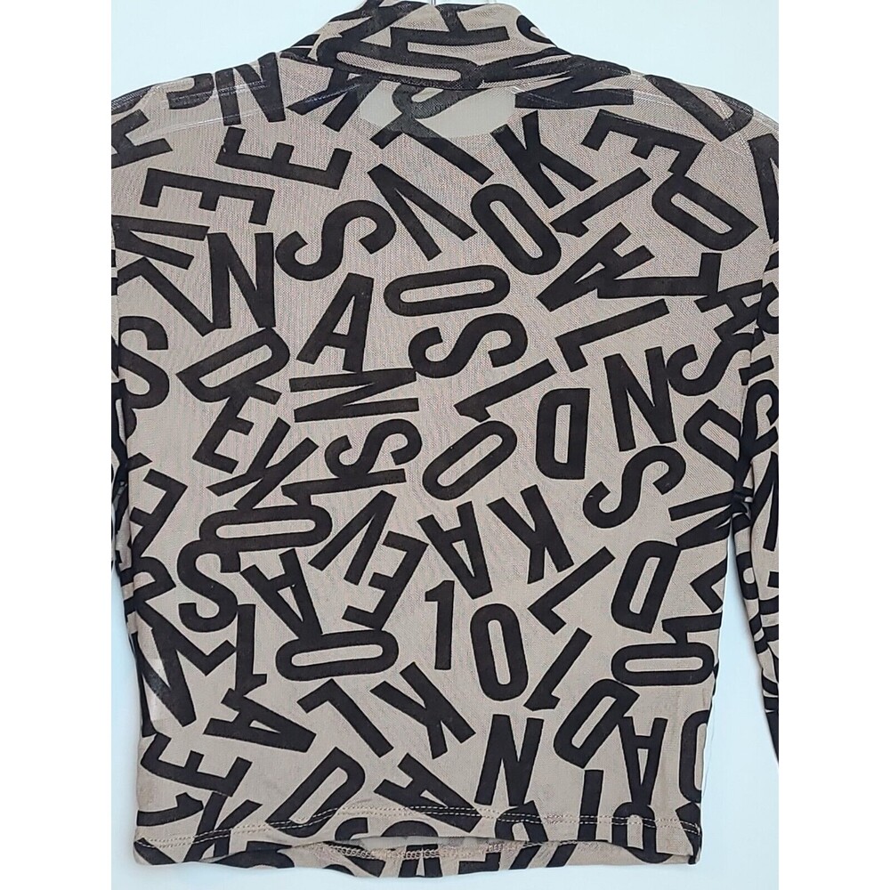 Shein Semi Sheer Letter Print Top Medium - Picture 6 of 9